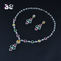 be 8 new arrival water drop shape aaa cz wedding jewelry sets women necklaces pendant drop earrings parure bijoux femme s371