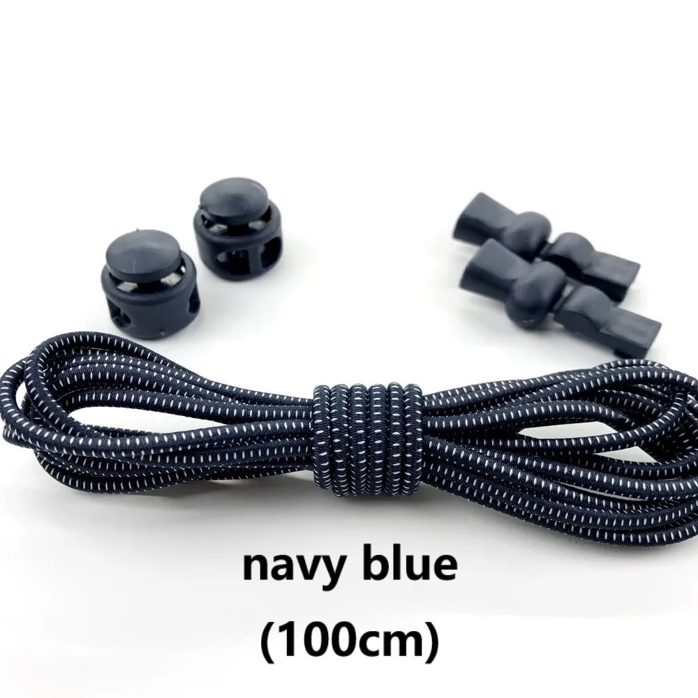 navy blue Новые забавные гаджеты удобный замок красочные эластичные без лаччи силиконовые шнурки ленивые шнурки для обуви спортивные для кроссовок - Цвет: navy blue