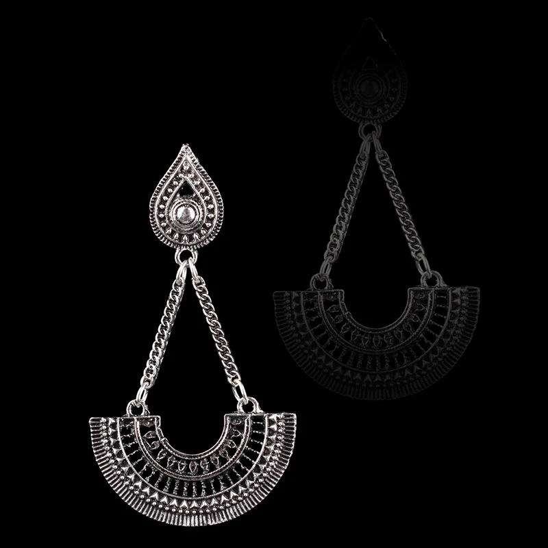 Нильсен Новый Ретро Национальный ветер длинный кулон Серьги полукруглый полые