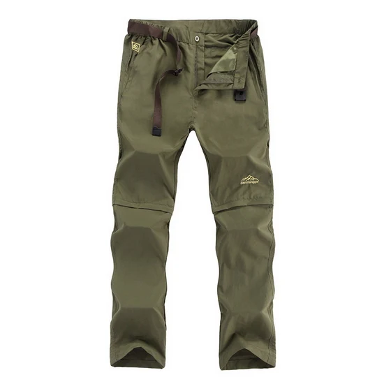 army green LoClimb уличные походные брюки Мужские Съемные быстросохнущие водонепроницаемые брюки мужские горные треккинговые брюки мужские спортивные шорты AM209 - Цвет: army green