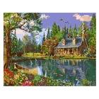 Картина по номерам на холсте озеро паром