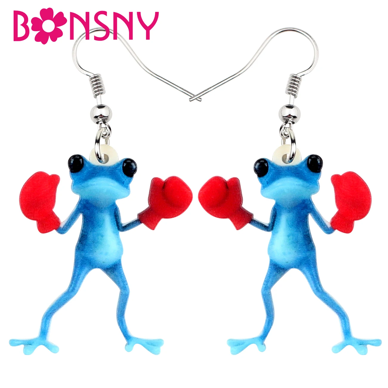 

Bonsny Acrylic Boxer Blue Frog Earrings Drop Dangle Funny Cute Animal Jewelry For Women Girls Gift Brincos Accessories Party New