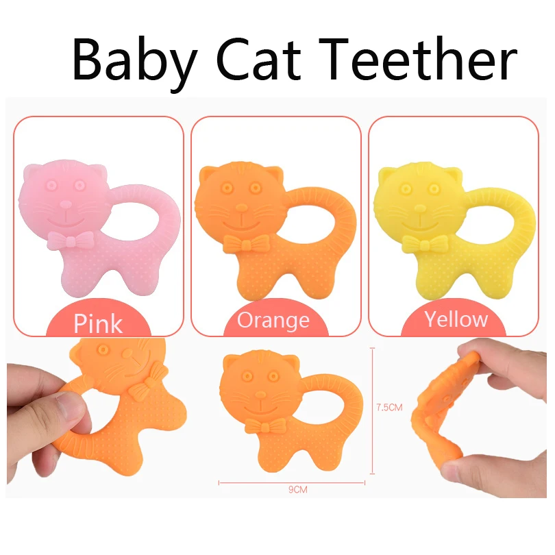 

Baby Teethers Silicone Cat BPA Free Teething Accessories Food Grade Silicone Nursing Necklace Pendants DIY Pacifier Chain 1PC