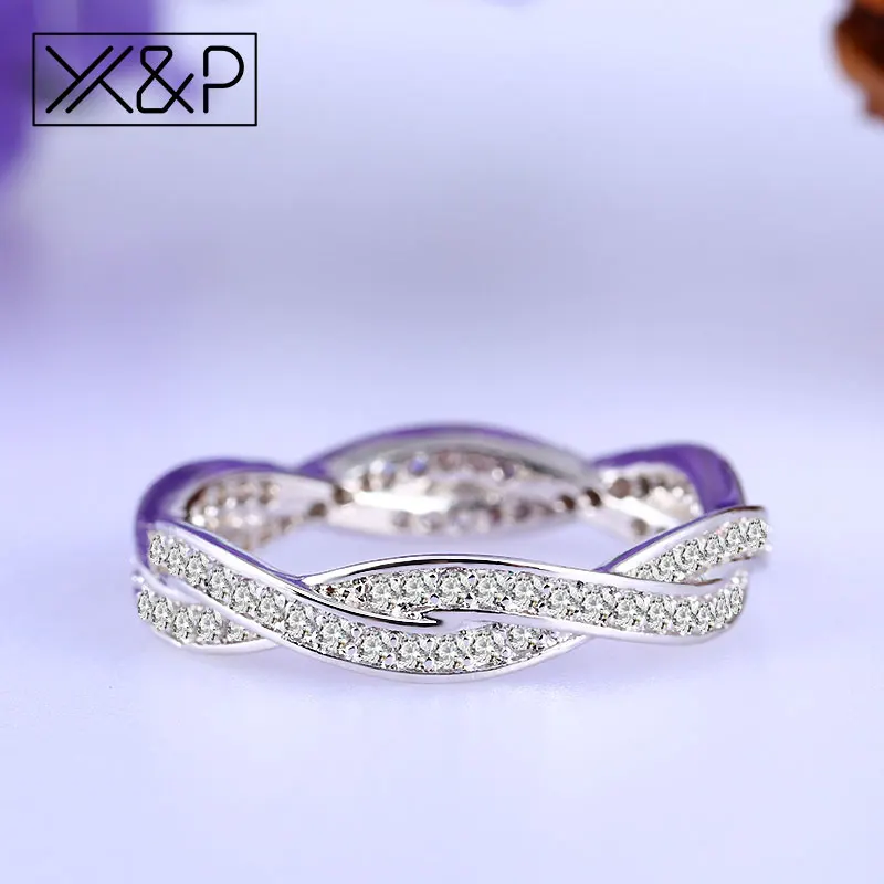 X &amp P модные 925 пробы серебряные плетеные кольца для мужчин и женщин прозрачные