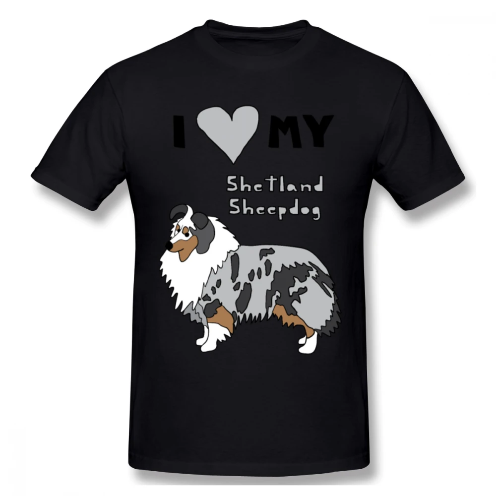 Мужская футболка с надписью I Love My Shetland Sheepdog большие размеры 5XL 6XL | одежда