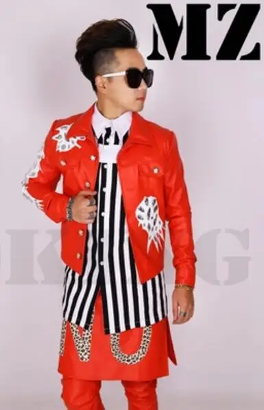 S 5XL хит 2018 Новая мужская певица Мода dj 2PM jun. k ds яркая сверлильная тонкая куртка