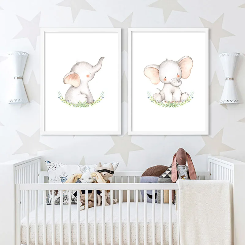 Настенная картина для детской комнаты постер на холсте с принтом слона животное