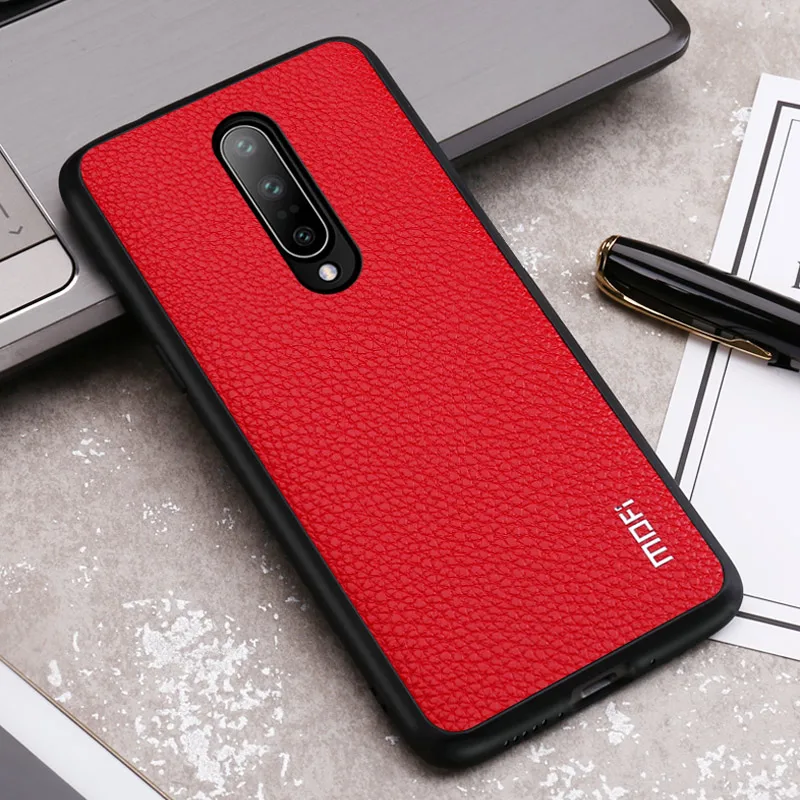 Для Oneplus 7 Pro Кожаный чехол Mofi для Oneplus 7 Чехол Pu деловой стиль для Oneplus 7 Защита от отпечатков пальцев для One Plus 7 - Цвет: Red