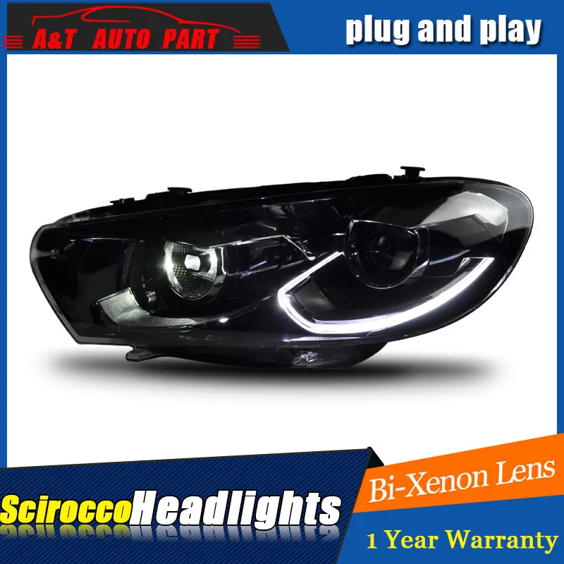 Светодиодный головной фонарь для VW Scirocco 1 4 T 2 0 2009 2017 H7 hid Биксеноновая линза angel eye