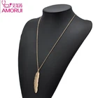 Женское винтажное длинное ожерелье с перьями, Модная бижутерия, ожерелья и подвески серебряного цвета для женщин, бижутерия, колье