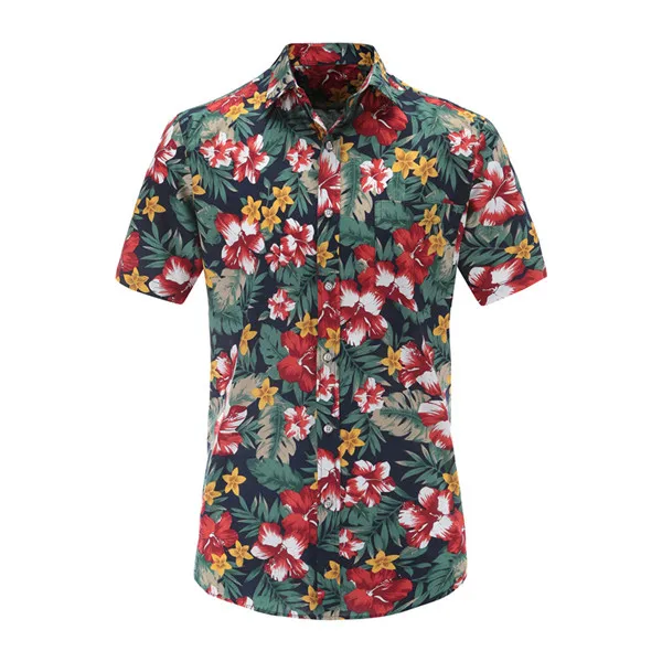 Dioufond мужская пляжная гавайская рубашка с коротким рукавом и цветочным принтом Ahola, хлопковая одежда с принтом, Повседневная приталенная Мужская рубашка на пуговицах
