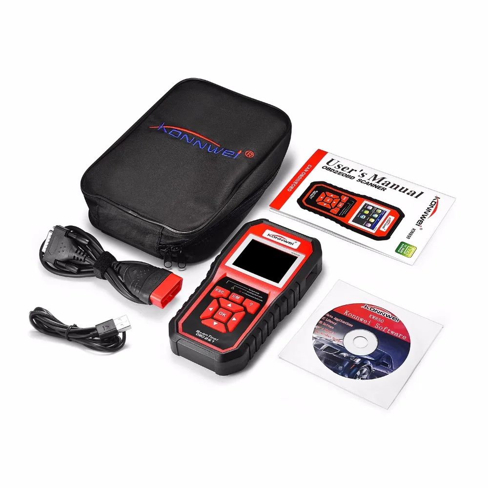 KW850 KONNWEI KW850 полный OBD2 автомобильный диагностический инструмент KW 850 OBDII Авто сканер PK AD410 NT301 обновление бесплатно на ПК с RU/UK/BR склад - Цвет: KW850