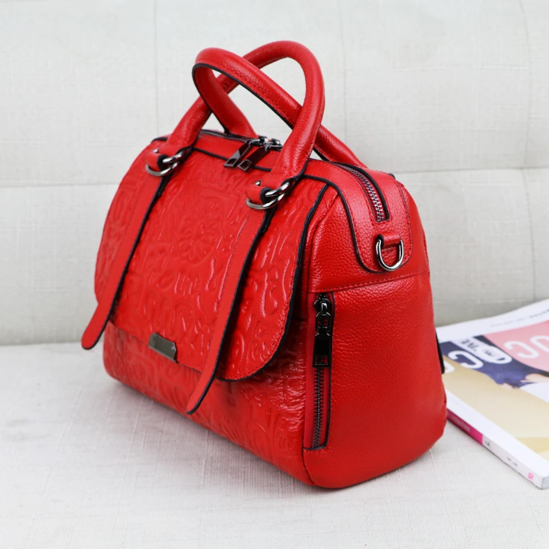 2018 Oracle тисненая кожа Для женщин Бостон мешок мода и уникальный дизайн женские