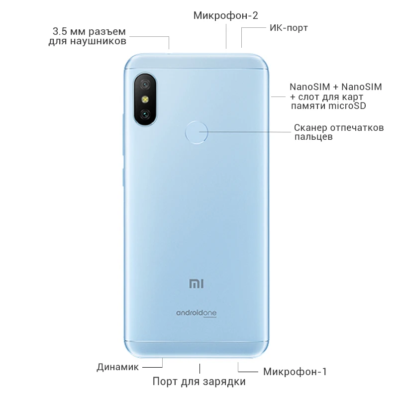 Global Version Xiaomi Mi A2 Lite 3GB 32GB Smartphone 4000mAh Snapdragon 625 Octa Core 5.84&quot 19:9 Screen Dual 12MP Android One |