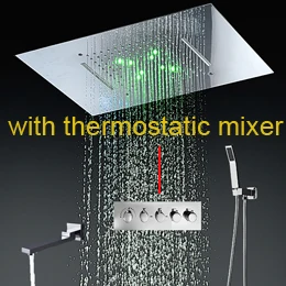 thermostatic mixer 360x500 мм потайной потолочный Роскошный Набор смесителей тропических душей термостатический смеситель водопад светодиод водной энергии душевой набор ванна носик - Цвет: thermostatic mixer