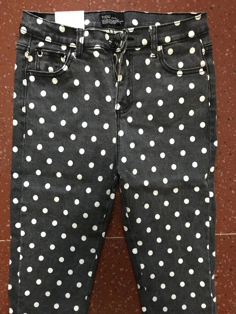 Женские облегающие джинсы с высокой талией карандаш в горошек 2019|dot jeans|pencil jeansjeans