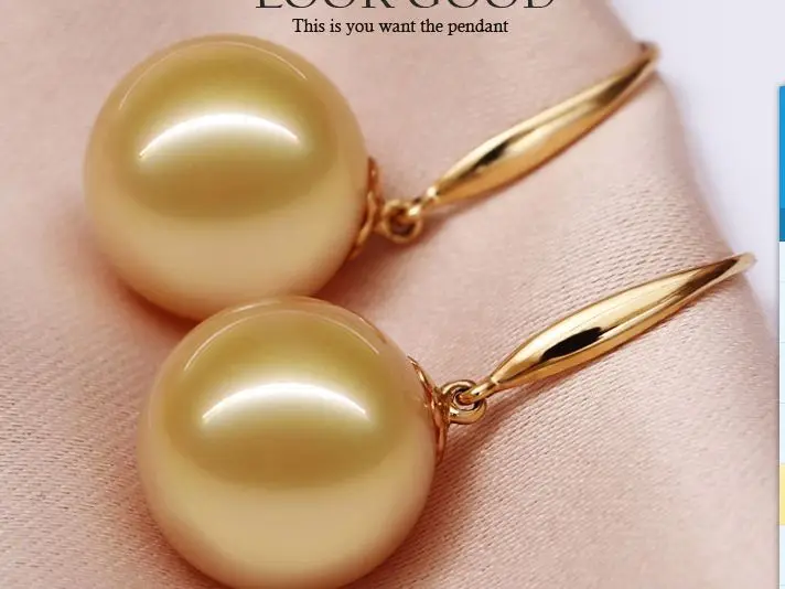 charming pair of 11-12mm south sea round gol dpearl earring 14k | Украшения и аксессуары