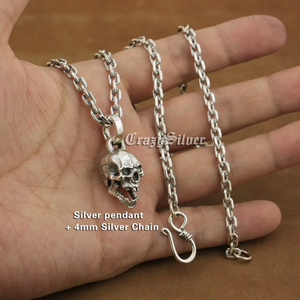 LINSION 925 пробы серебряные модные подвески маленький череп подвеска TA36