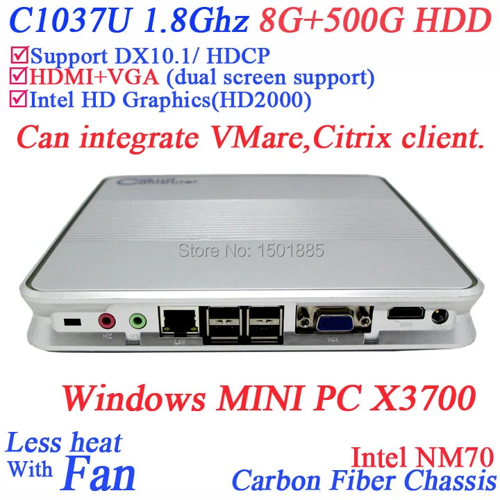 Мини компьютер linux ubuntu 12 В с Intel Celeron 1037u X3700 двухъядерный 1.8 ГГц 1080 P 8 г оперативной