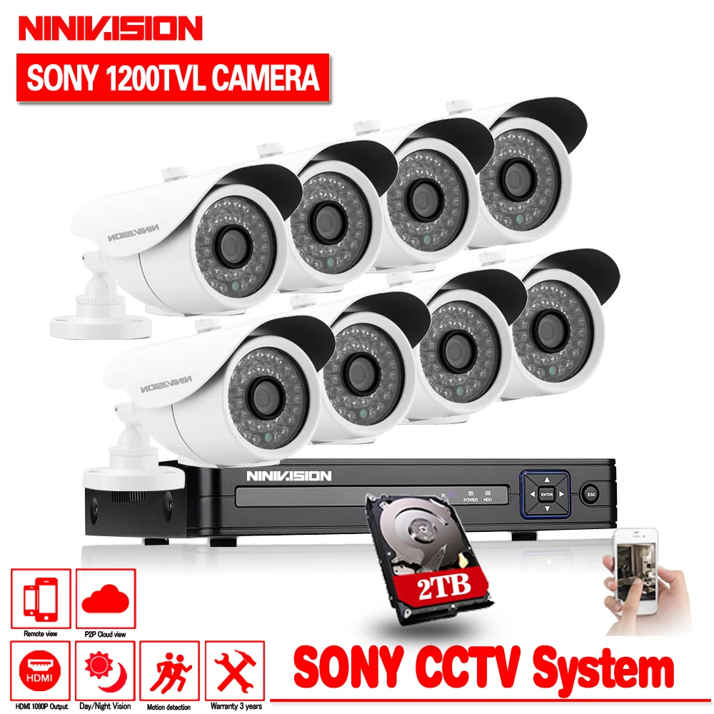 1080P система видеонаблюдения 8CH CCTV комплект безопасности 8 шт 1080P камера безопасности Супер ночное видение 8 CH 1080N CCTV DVR