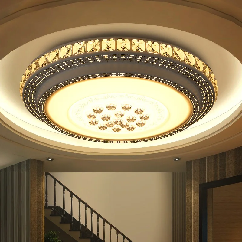 

Modern Simple Crystal LED Ceiling Light Living Room Dining Room Round & Square Remote Dimming Ceiling Light
