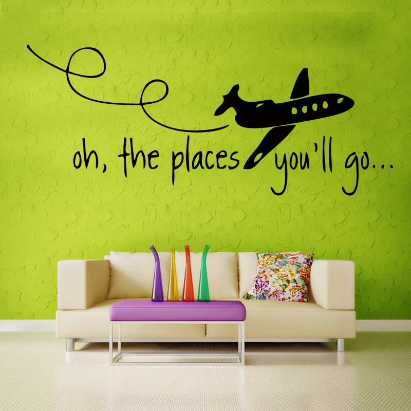 D214 OH места YOU'LL GO Dr Seuss детские настенные наклейки для охоты виниловые