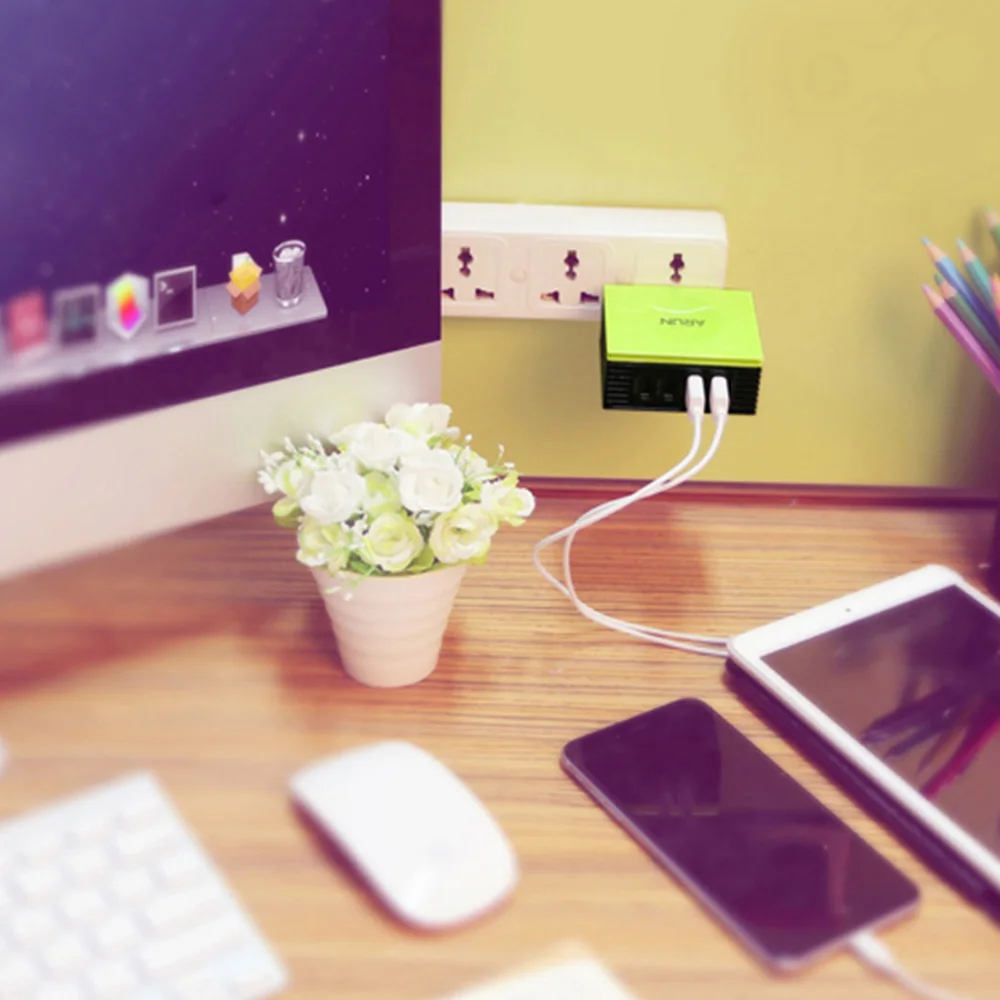 Арун Quick Charge зарядное устройство несколько красочных 4 Порты USB Зарядное адаптер
