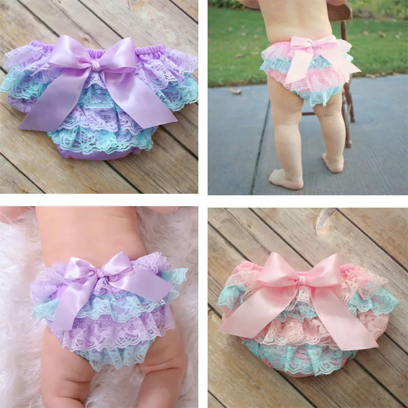 Toddler ruffle panties Girl's Underwear Babys Briefs Cotton Fabric Lace Butterfly diaper cover ruffle baby Trousers knickers