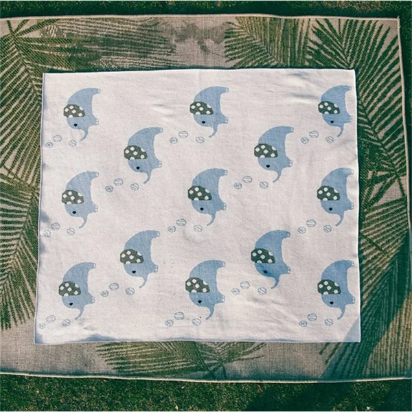 blue elephant Хлопок, слон, животные, зимний толстый детский вязанный плед, детское одеяло, чехол на заднее сиденье, детское одеяло - Цвет: blue elephant
