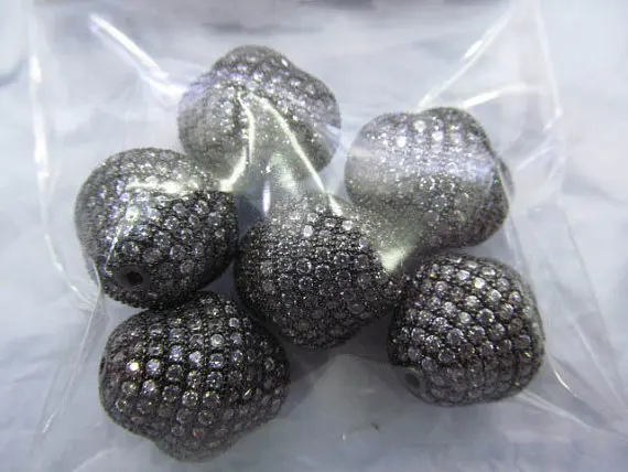 

10pcs 12x18mm 24K gold Black CZ,Micro Pave set cubic zirconia beads bicone diamond Football gunmetal charm connector