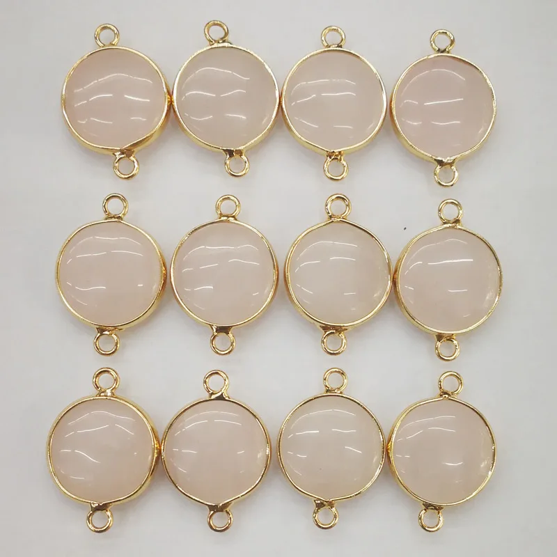 Натуральный розовый порошок камень ожерелье с подвеской кварцевое стекло