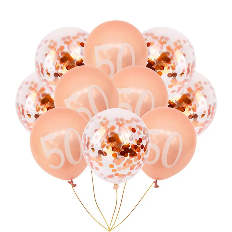 10 pcs 50 mix Розовые золотые воздушные шары с цифрами на день рождения, 18, 20, 21, 30, 40, 50, воздушные шары на день рождения, украшения для вечеринки, принт с цифрами, globos - Цвет: 10 pcs 50 mix