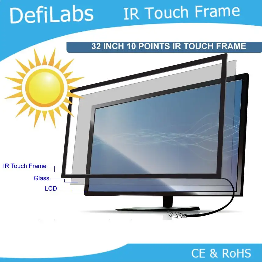 DefiLabs 32 дюймовая 10 точечная ИК рамка для сенсорного экрана|ir touch|touch screen overlayir touch |