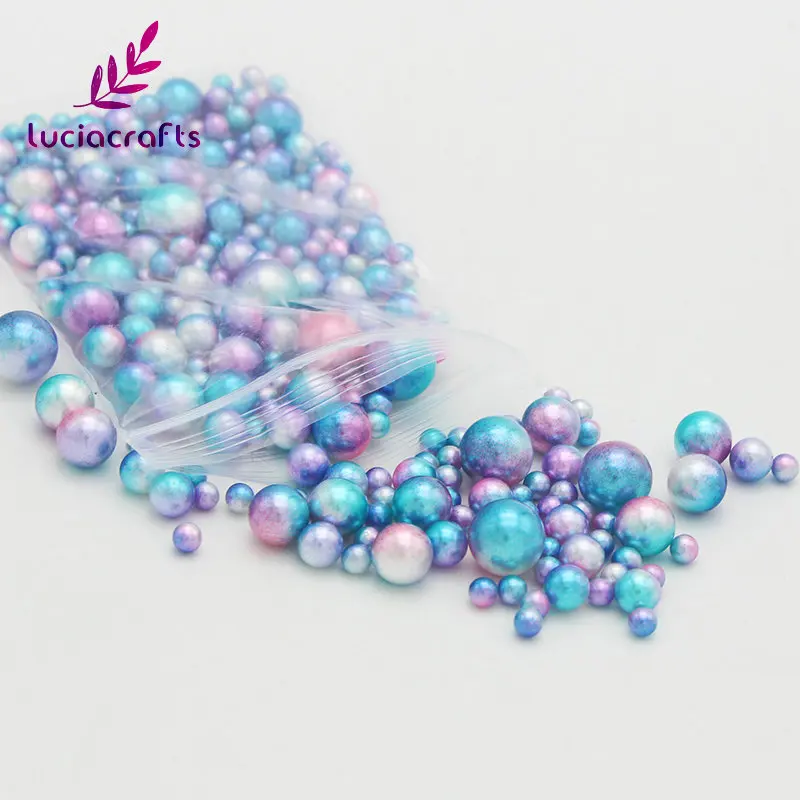 Lucia Crafts 4/6/8/10 мм смешаны в случайном порядке, нет отверстия имитация жемчуга Круглой Формы Свободные Бисер для одежды собственными руками Сделай Сам аксессуары 20 г/лот E0906 - Цвет: Light blue