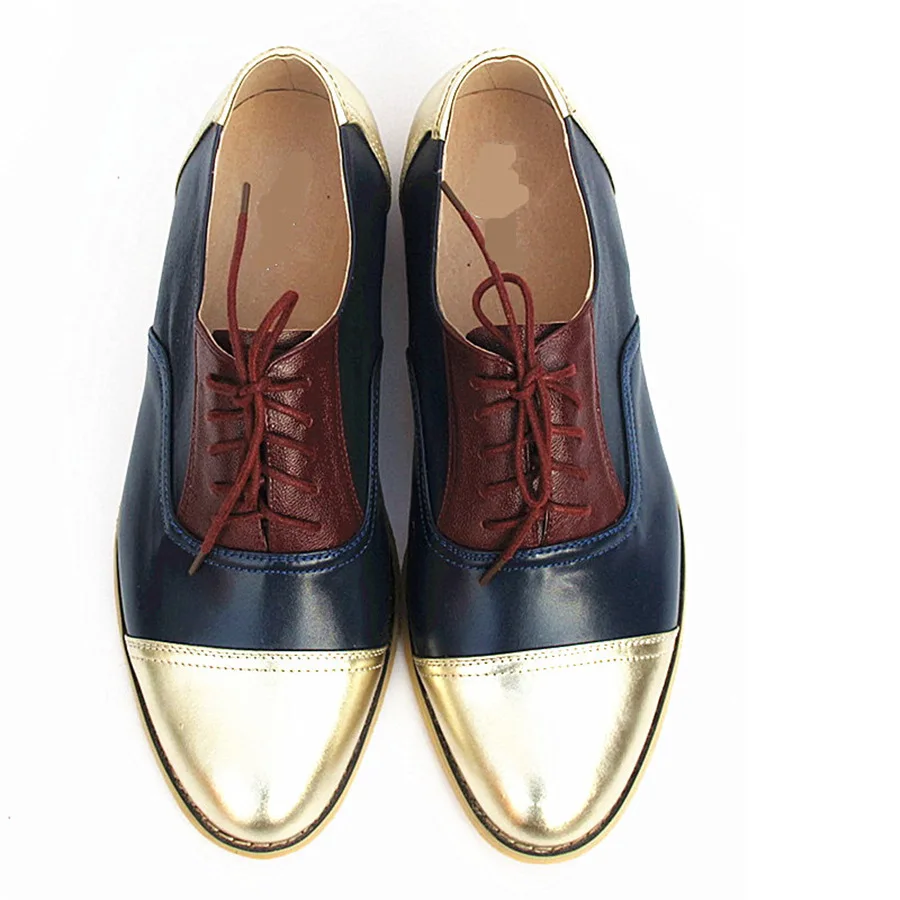 beige blue red Женские туфли-оксфорды на плоской подошве; ручная работа; винтажная женская обувь; сезон весна-лето; лоферы на шнуровке; коричневые Повседневные тапочки плоские туфли - Цвет: beige blue red