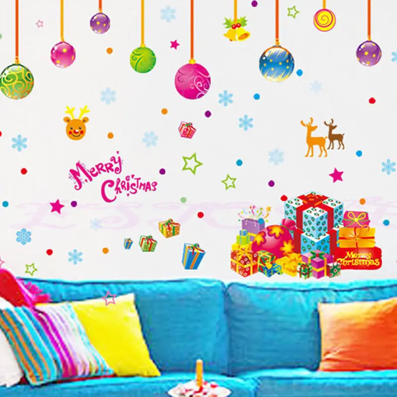 Рождество Wal наклейка счастливый снеговик олень Снежинка Наклейки на стены с
