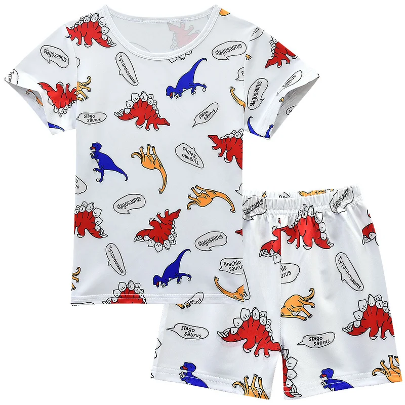 Dinosaur Suits Teenage Summer Boys Clothing Sets Short Sleeve T Shirt & Pants Casual 3 4 5 6 7 8 9 10 Years Child Boy Clothes | Детская