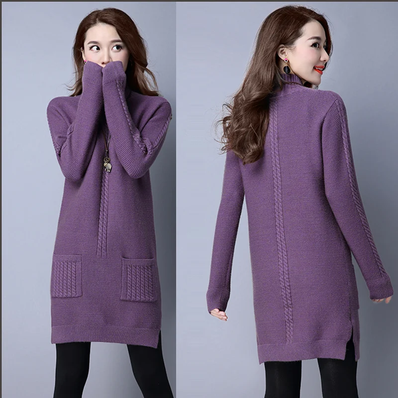 2018 осенне-зимнее теплое трикотажное платье для девочек плотные пуловеры с