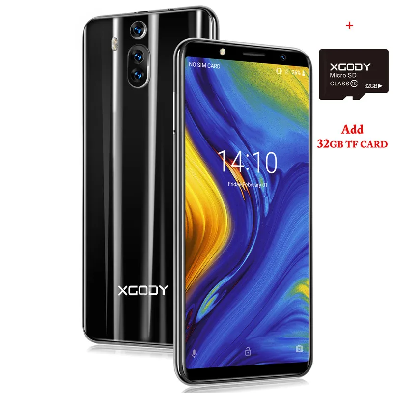 Black Add 32GB XGODY, новинка, мобильный телефон, 3G, 1 ГБ ОЗУ, 8 Гб ПЗУ, мобильный телефон, 6 дюймов, 18:9, полный экран, смартфон, Android 8,1, 2800 мАч, mate RS, телефон - Цвет: Black Add 32GB