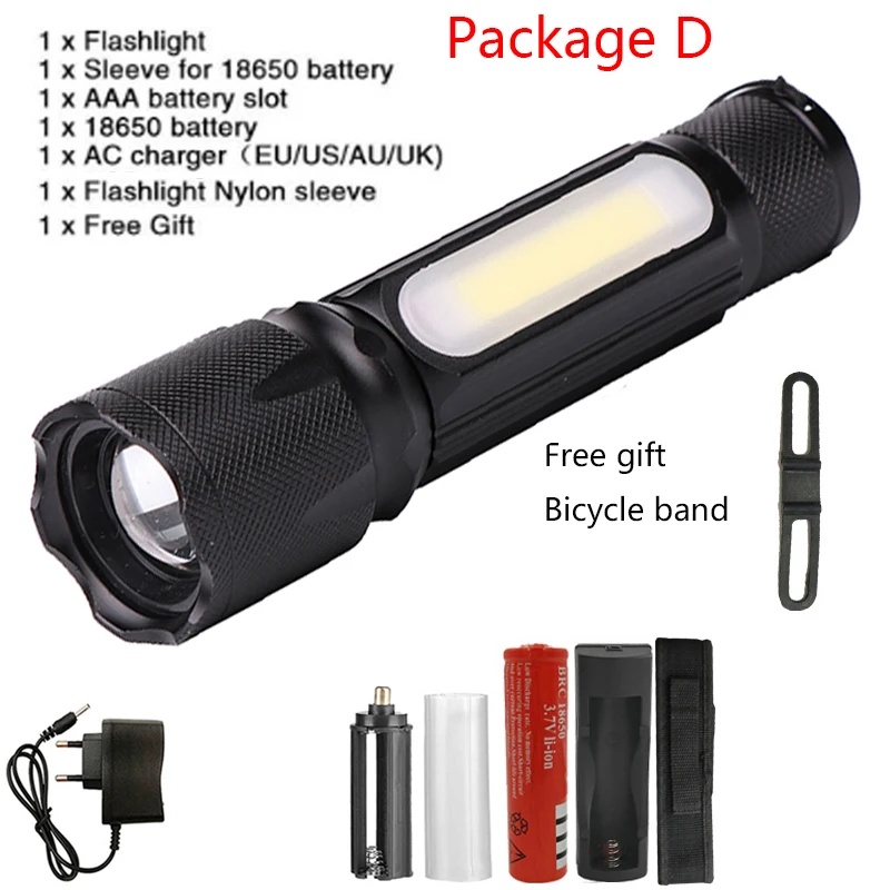 Z20 Litwod светодиодный фонарик 1705B 400LM XM-L T6/COB Zoomable 4 режима алюминиевый фонарь для кемпинга - Испускаемый цвет: Option D