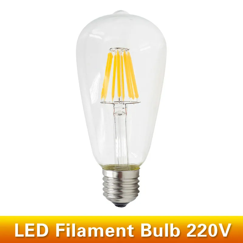 ST64 E27 220V Dimmable 4W 6W 8W лампа Эдисона умная IC драйвер без мерцания низкая теплоотдача