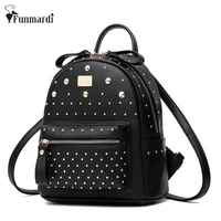 new fashion women mini pu leather backpack rivet design womens backpacks casual ladies bags luxury female leather bag wlhb1403