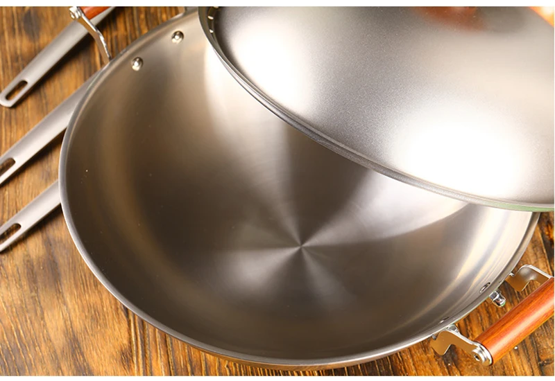 Кит высокое качество титана Wok 3.5L Открытый Кемпинг Сковорода без покрытия газовая кухонная посуда здоровая Нетоксичная кухонная утварь Ti8124