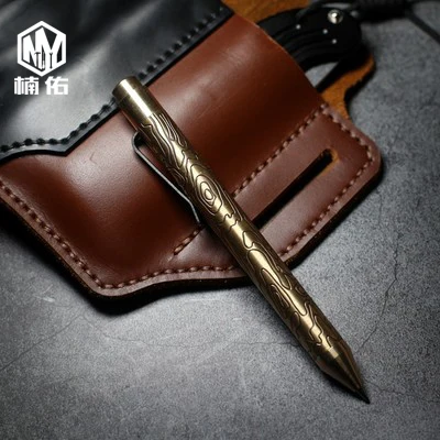 Brass 1 шт. латунный фиолетовый медный болт из титанового сплава шариковая ручка высокого класса металлическая ручка для подписи мужской креативный подарок карманный EDC инструмент - Цвет: Brass