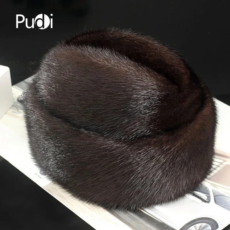 Pudi 170767, мужская шапка из меха норки, новая мода, мужская шапка из натурального меха норки, Зимняя Теплая Верхняя шапка, головной убор, берет