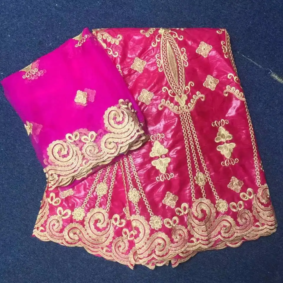 Розового цвета Базен Riche ткань Африканская вышиванки Getzner 5 м с 2 ярдов Французский