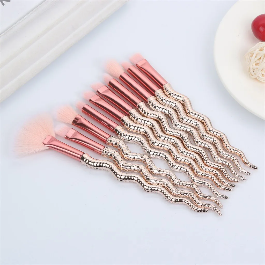 2019 New 10Pcs Make Up Brush Set Foundation Eyebrow Eyeliner Blush Cosmetic Concealer Facial Professional Blending Brushes | Красота и