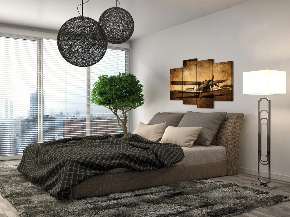 Холст печать винтажная авиационная стена искусство старый самолет картина