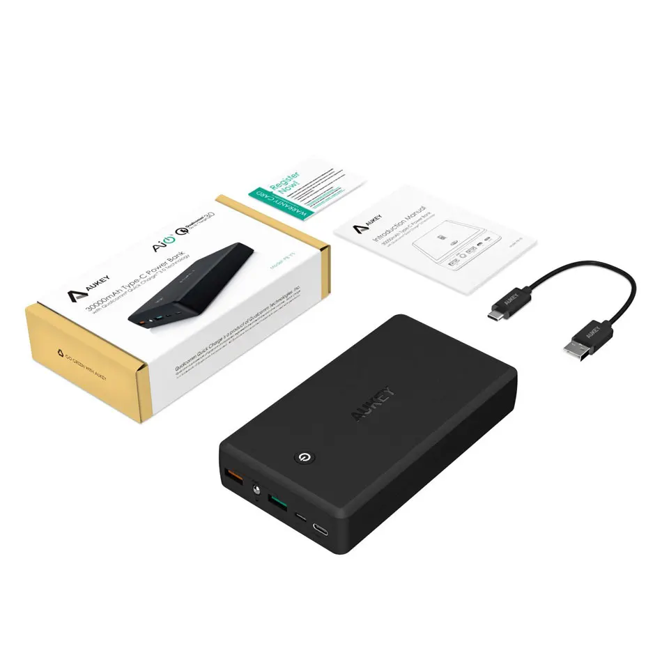 AUKEY 30000 мАч Мощность банк Портативный Зарядное устройство Quick Charge 3 0 Комплекты