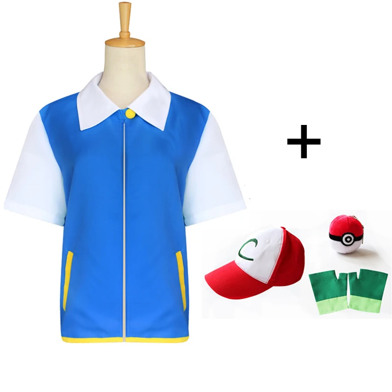Top Hat Ball Gloves Костюм для косплея «Покемон»; синяя куртка; перчатки; шапка; Ash Ketchum; для мальчиков и девочек; для взрослых; аниме; Карманный костюм; Рождественский подарок - Цвет: Top Hat Ball Gloves